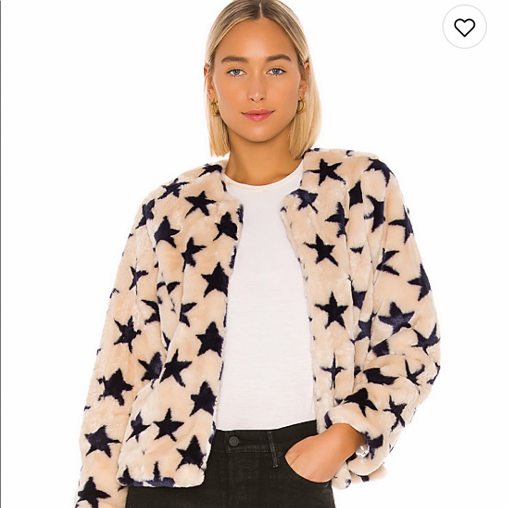 Chaser star faux fur collarless jacket